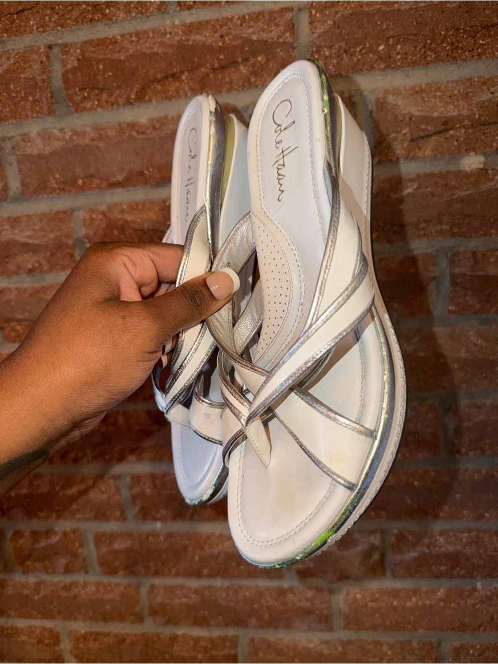 Cole Haan White and Silver Women's Sandals